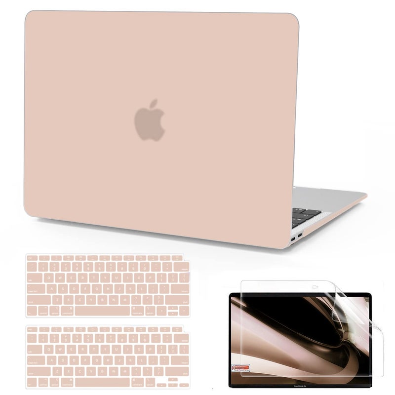 B BELK Compatible with MacBook Air 13 inch Case 2022 2021 2020 2019 2018 A2337 M1 A2179 A1932 Touch ID  Matte Plastic Hard Shell+ Keyboard Cover+Screen Protector for MacBook Air 13.3 inch Case  Camel - Image 1